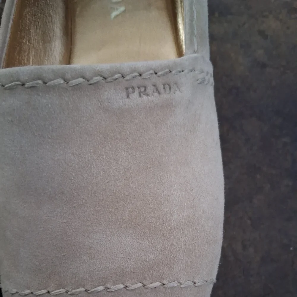 Prada Cream Nude Suede Espadrille Shoes